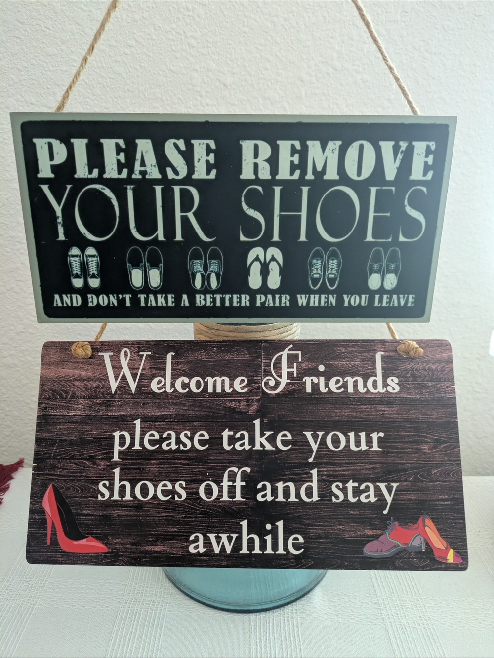 Welcome Friends Wooden Shoe-Reminder Signs - NEW - 2/$26